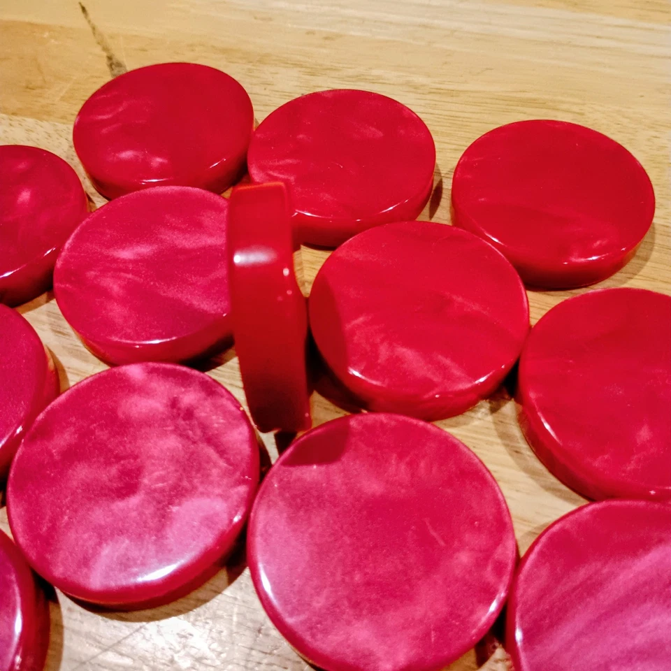 Artistic Pearlized Large 1.75 Inch Red Tournament Grade Backgammon Checkers - Image 3 of 3