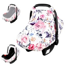 Car Seat Cover for Babies Floral Infant Carseat Canopy Pink