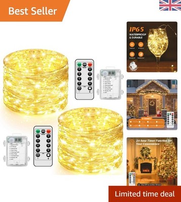 Lebendige 2er-Pack 33 Fuß Twinkle Lichter mit Fernbedienung - wasserdicht & Timer-Funktion