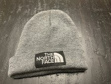 The North Face TNF Gray Logo Box Cuffed Beanie Winter Warm Knit Hat