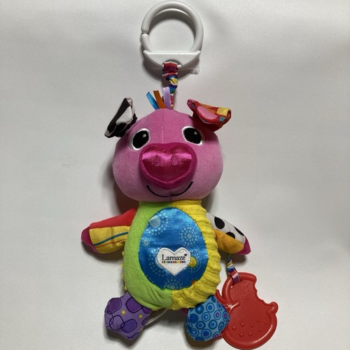Lamaze Baby Plush Pig Squeeze Toy Olly Oinker Sensory Development Clip-On EUC