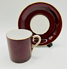 Vintage Tuscan China Burgundy Coffee Demitasse Cup Duo 1947 Backstamp - VGC