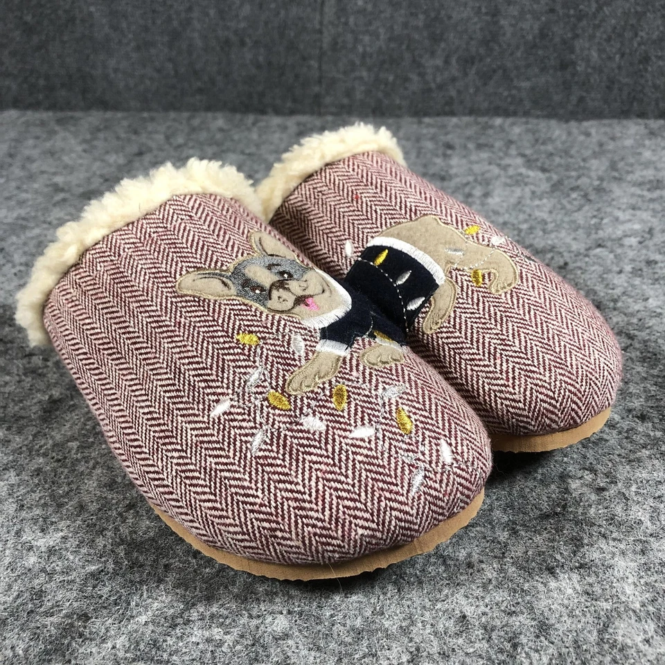 Zapatillas Zapatos Lands End Mujer Talla 9 Marrón Espiga Perro Frenchie Zueco Foto 2 de 4