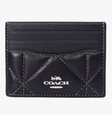 COACH Card Case Leather Diamond Quilted Logo Slim ID Pass Case Card Case BNIB