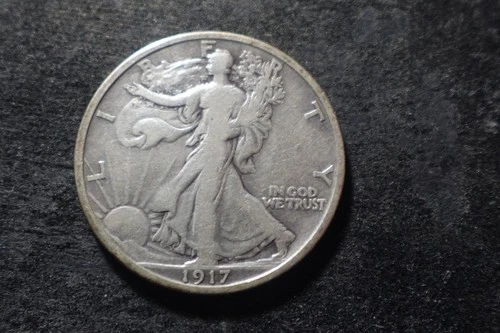 1917-D REV F VF Bold Devices Walking Liberty Half Dollar Nice PSC
