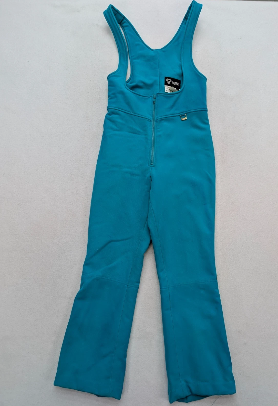 Fera Vintage 80s 90s Women's Snow Bib Overalls Turquoise Blue Size 12R FLAWS