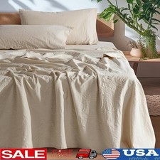 100 French Linen Sheet Set Soft Breathable Durable All Season Comfort New