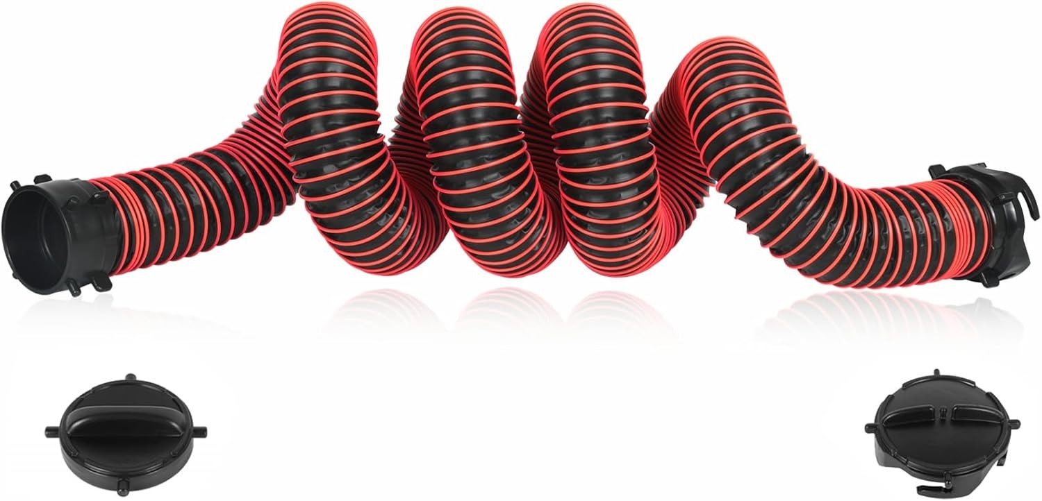 15FT RV Sewer Hose Extension, 24 mils, RV Extension Hose - Red