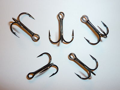 (100) VMC REGULAR-SHANK 1X TREBLE HOOKS (SIZE 5) BLACK (9650BN) BULK 9650 