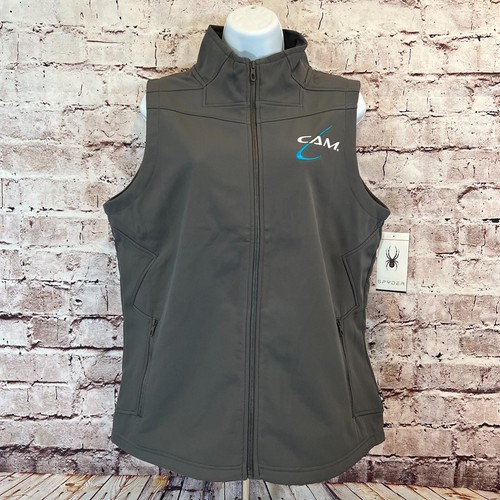 Spyder Women's Gray CAM Logo Sleeveless Full Zip High Neck Performance Vest L