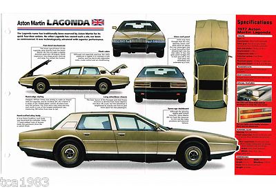 ASTON MARTIN LAGONDA SPEC SHEET / Brochure / Catalog: 1976,1977