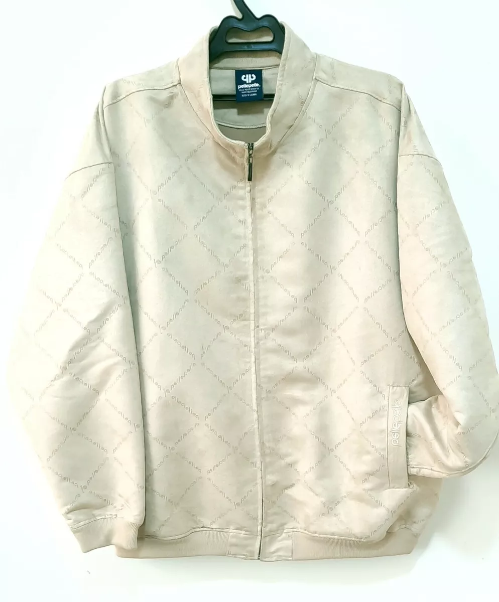 pelle pelle blouson jacket ivory monogram polyester faux suede fabric size XL