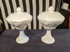 Vintage Milk Glass Colony Harvest Grape Pedastal Covered Dish