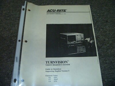ACU-RITE Model TURNVISION Vision Readout System Operator User Manual xz