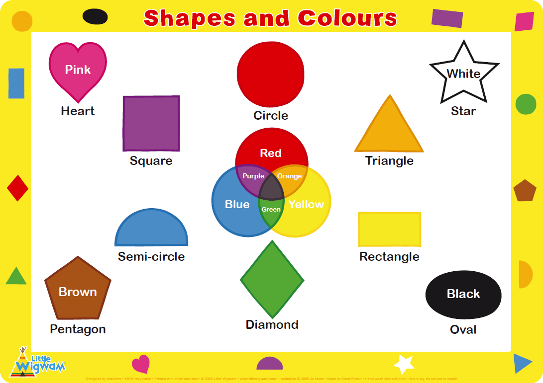 Shapes & Colours - Children's Educational Placemat by Little Wigwam