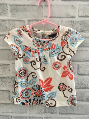 NWT BABY GAP TODDLER GIRLS 18-24 MONTHS TOP CORSICA FLORAL DOT MEDALLION ORANGE