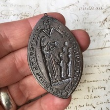 Matrice Sceau Cachet Ancien Religieux En Forme de Navette Sigillographie