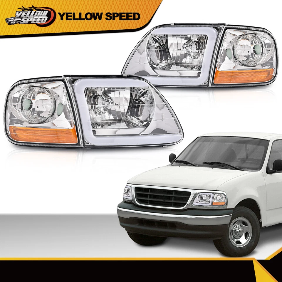 Faros LED DRL cromados + luces de esquina aptos para Ford F150/99-02 Expedition 97-03 Foto 2 de 4