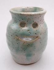 Smiley Face Pottery Egg Separator Kentucky Hills Industries Blue Speckled Brown