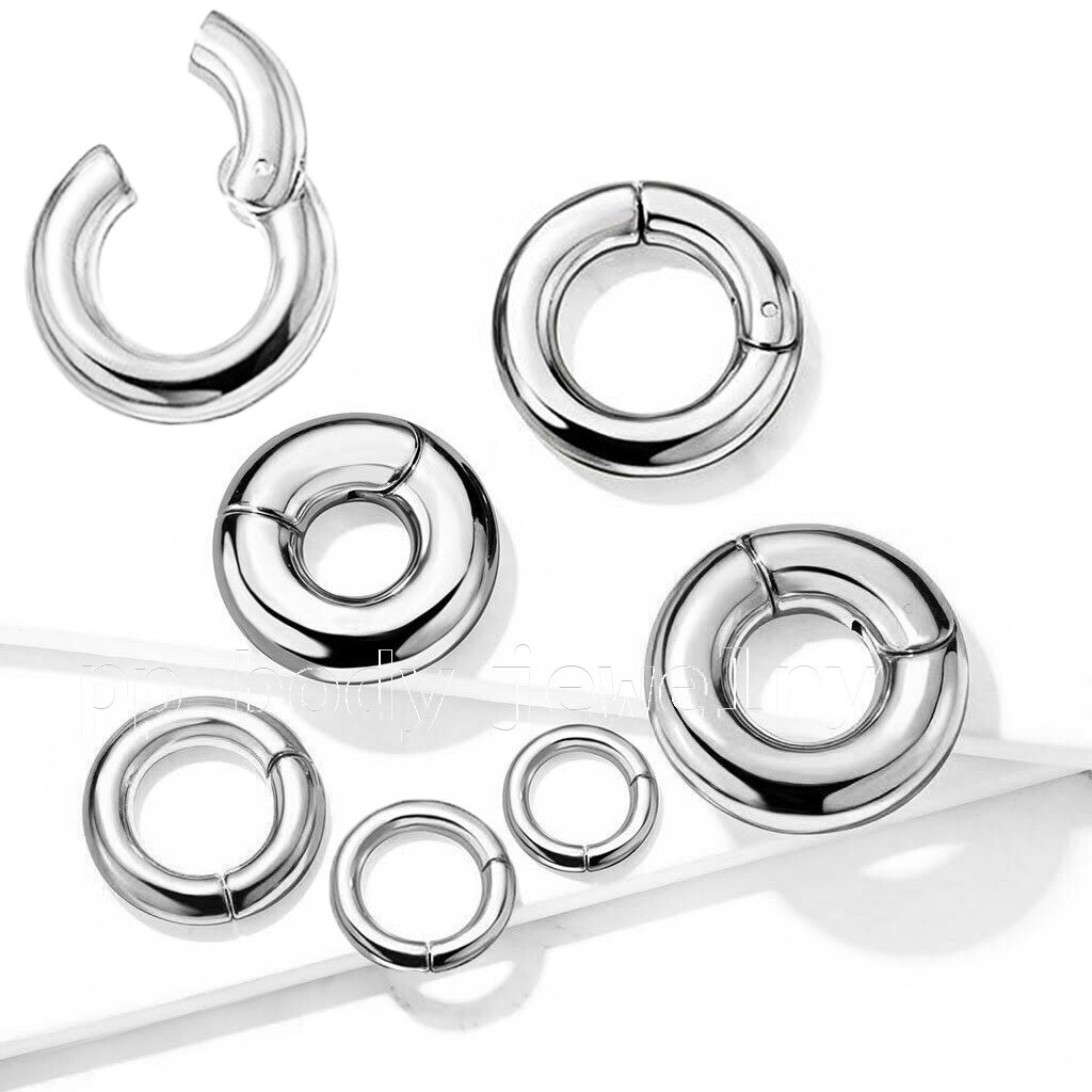 PAIR Large Gauge Hinged Clicker Segment Ring PVD Surgical Steel