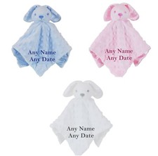 Personalised With Name Baby Comforter Taggy Bunny Rabbit Blanket Boy Girl Gift