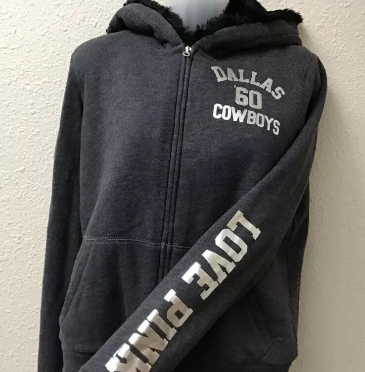 Victoria Secret Pink Dallas Cowboys Gray Sequins Hoodie Women s