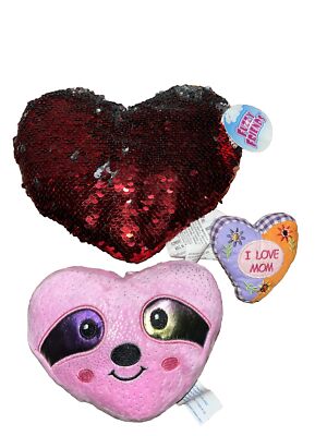 Valentine's Day Smiling Heart - Sequin Changing Color -I Love Mom  3 Hearts Lot