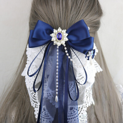 Women Girl Lolita Hairpin Lace Beaded Hair Clips Accessory