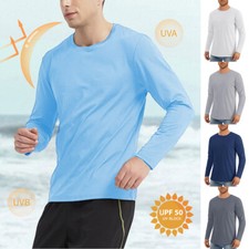 Men's Outdoor Sun Block T-Shirt UPF 50 UV Protection Hiking Sports Fishing Tops