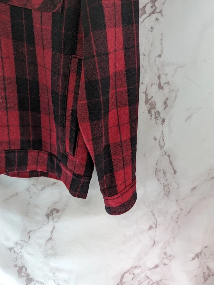 Chaqueta Holden Para Hombres Camisa Grande Lana Roja Negra Botón a Cuadros Chaqueta Gamuza Abrigo Foto 4 de 4