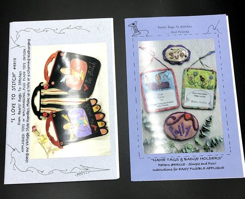 6 Sewing Applique Patterns Bag Name Tag Organizer Pin Cushion Monogram - Picture 3 of 9