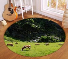 3D Grazing Cow AHO186867 Animal Non Slip Rug Mat Elegant Photo Carpet Romy