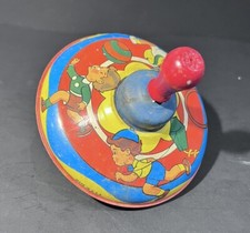 Vintage Tin Spinning Top Toy Children Playing Balls and Kites Retro Primary