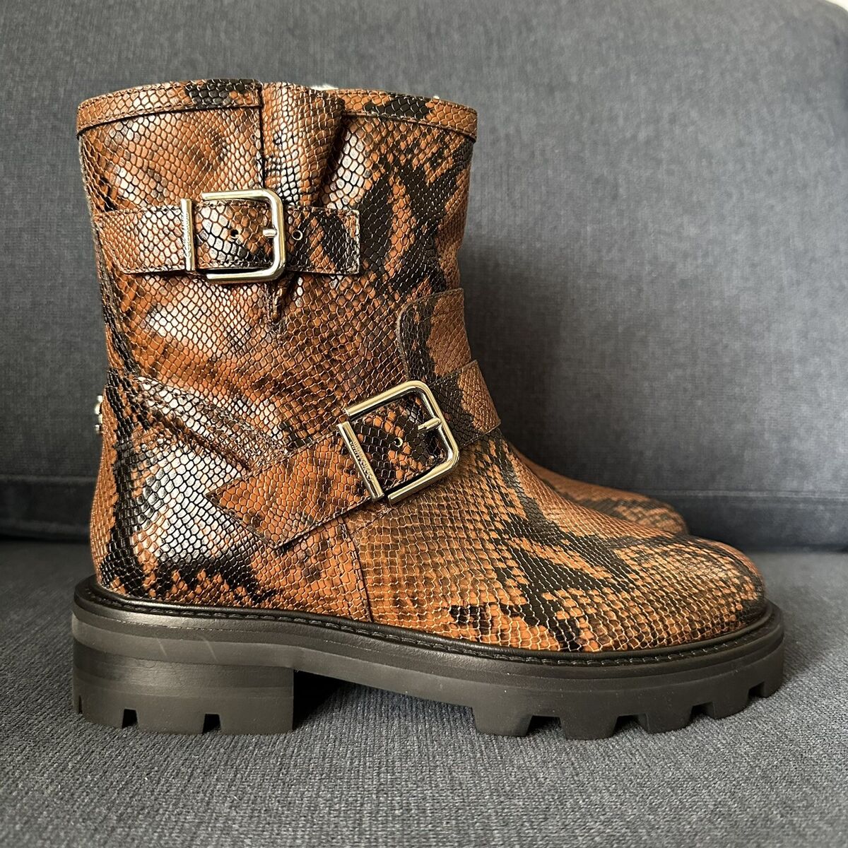 NWT Jimmy Choo Youth II orange Snake printed leather boots NWT Jimmy Choo Youth II orange Snake printed leather boots