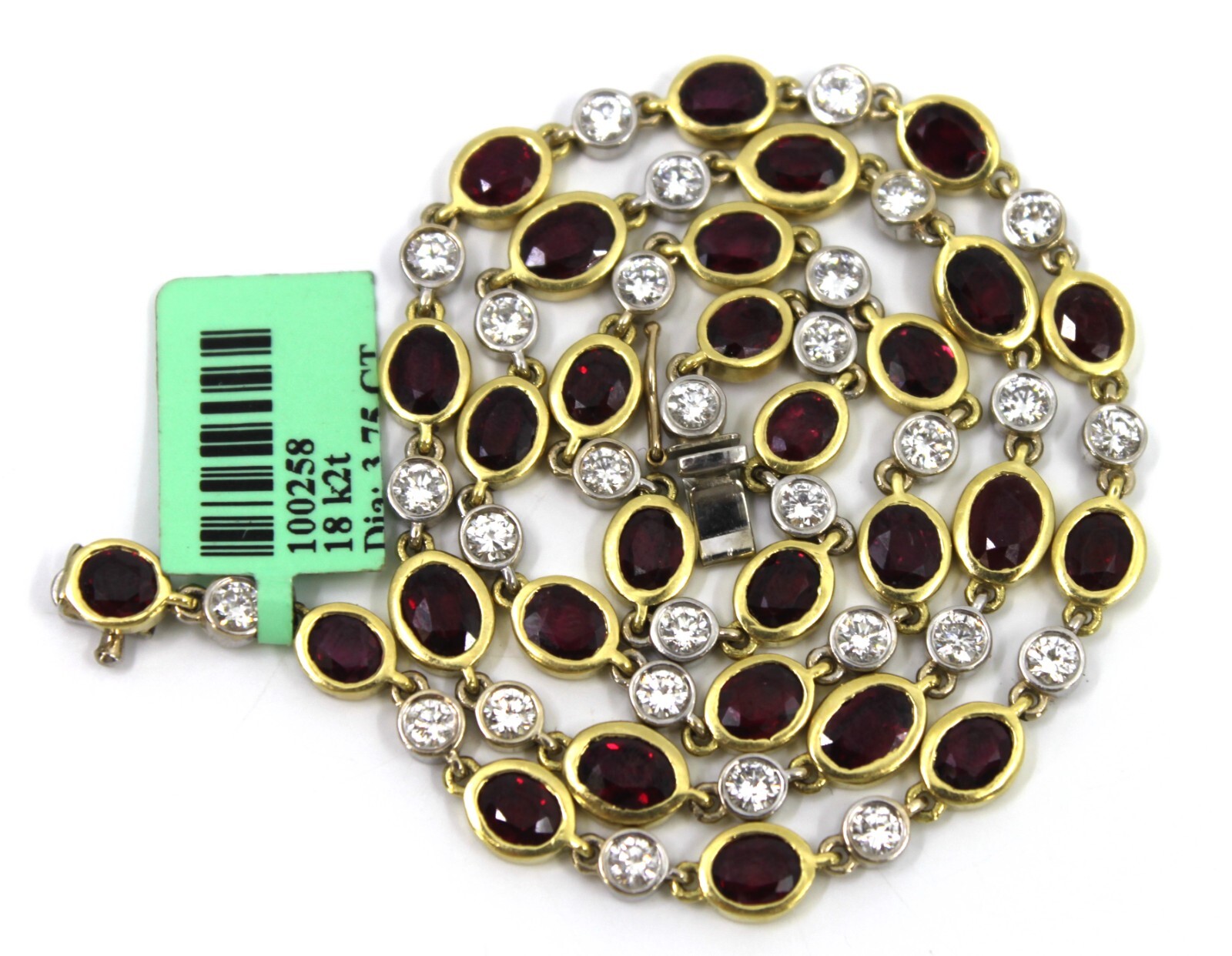 17k Solid Yellow & White Gold Ruby & Diamond Tenn… - image 5