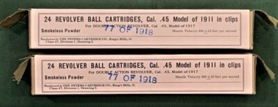 PETERS CART CO  WWI M1911 .45 ACP 24 ROUND M1917 REVOLVER NEW REPLICA AMMO BOXES