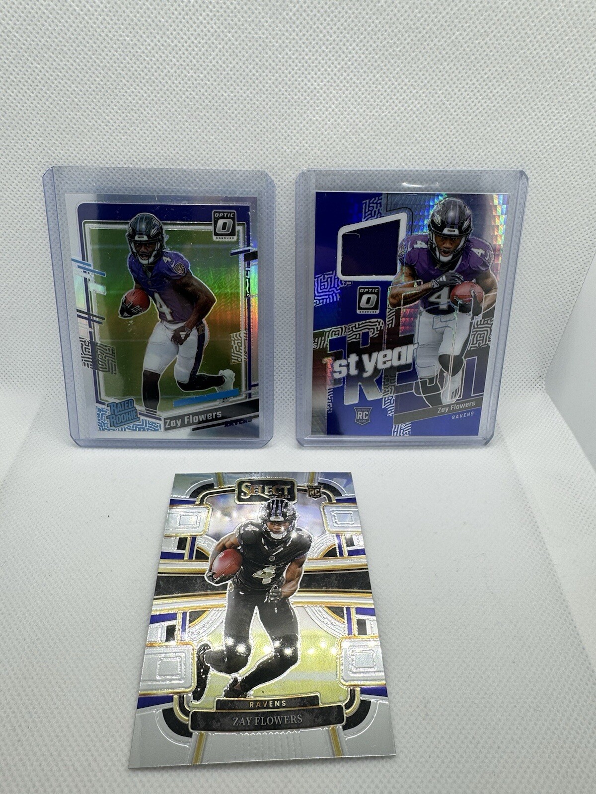 2023 Donruss Optic Zay Flowers  1st Year Fresh Patch & Rated Rookie Holo LOT!!!