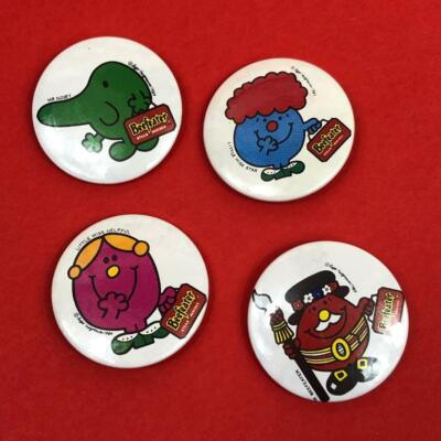 Vintage Roger Hargreaves Herr Männer neugierig Little Miss Stern hilfreiche Anstecknadel Abzeichen Broschen