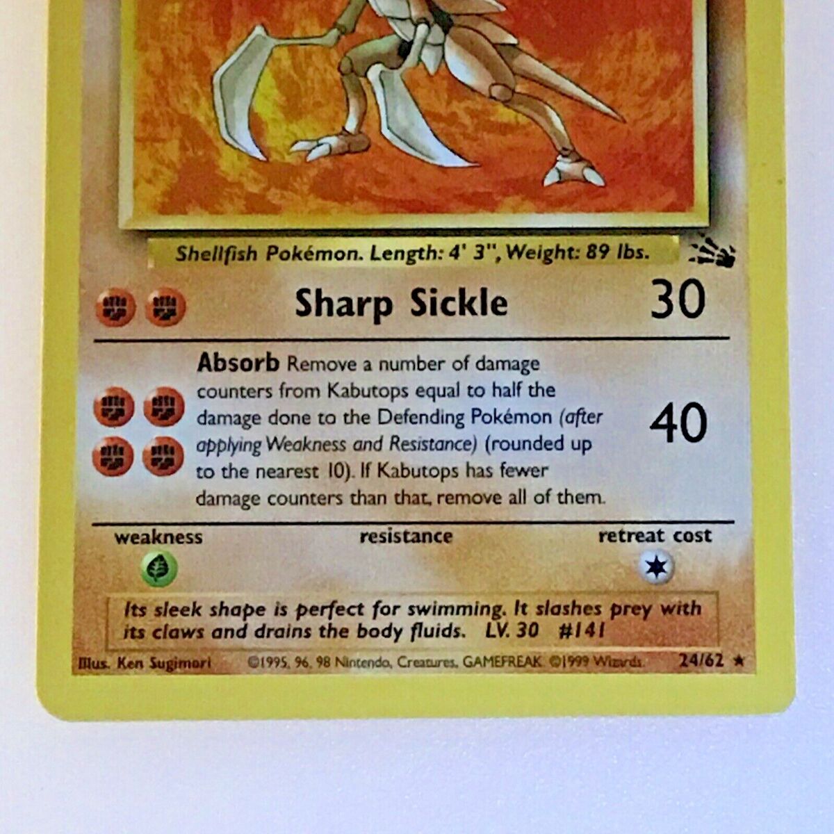 Kabutops Pokemon Card 9/62 Stage 2 ⭐ 9/10 condition 60 HP Kabutops Pokemon Card 9/62 Stage 2 ⭐ 9/10 condition 60 HP