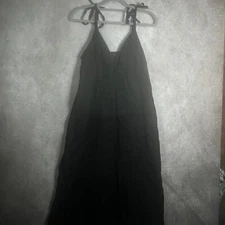 Hatch Maternity Dress Womens Size 1 Black Linen Blend Maxi Sleeveless V-Neck