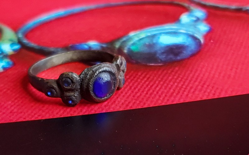 1700s Fur Trade ~ Seven Stone Ring ~ Blue