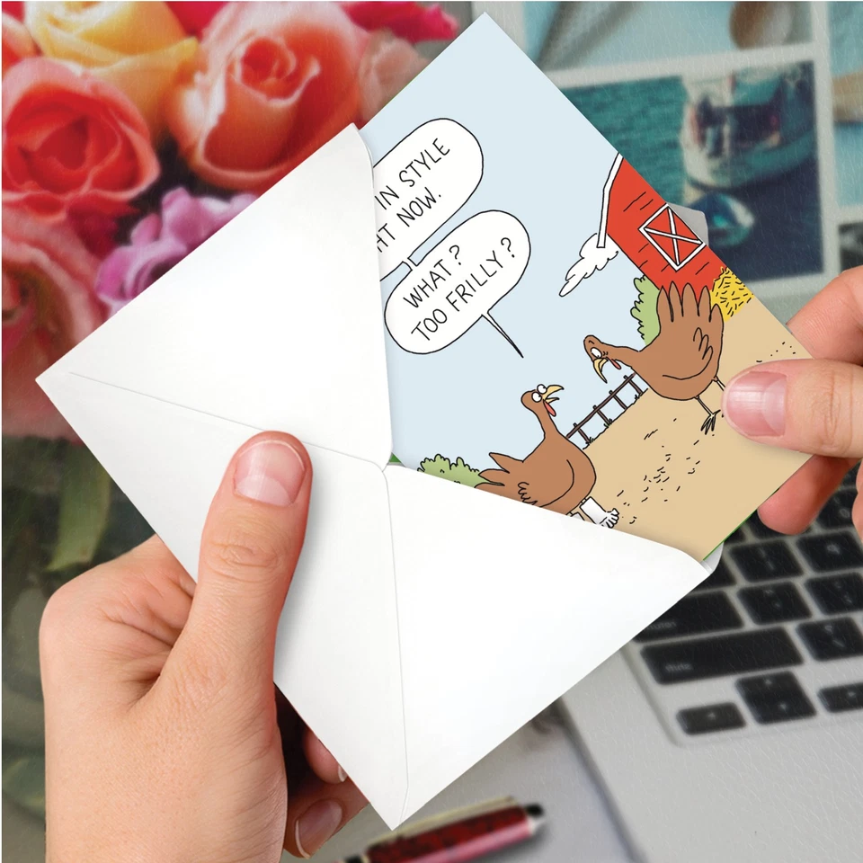 12 divertidas tarjetas de Acción de Gracias con sobres (1 diseño, 12 cada una) - pies con volantes Foto 4 de 4