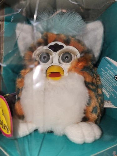Rare Furby Babies Vintage 1999 Wavy Stripes Orange Blue Spot Grey Eyes NIB