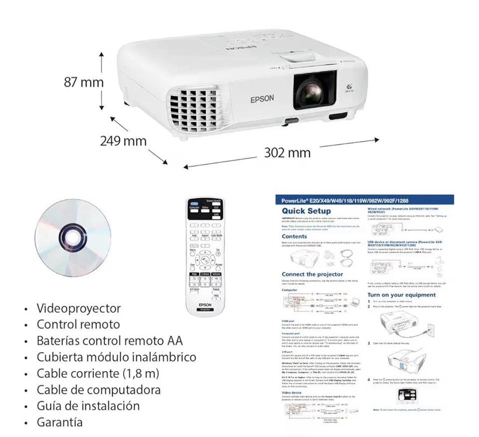 Epson V11HA03020 POWERLITE 118 PROJECTOR- NEW UNOPENED - Image 3 of 4