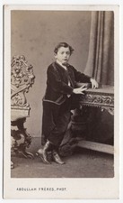 1870s CDV young man holding book, by Abdullah Freres, Constantinople, Turkey