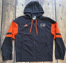 ADIDAS NHL PHILADELPHIA FLYERS FULL ZIP HOODIE BLACK MENS MEDIUM EXCELLENT
