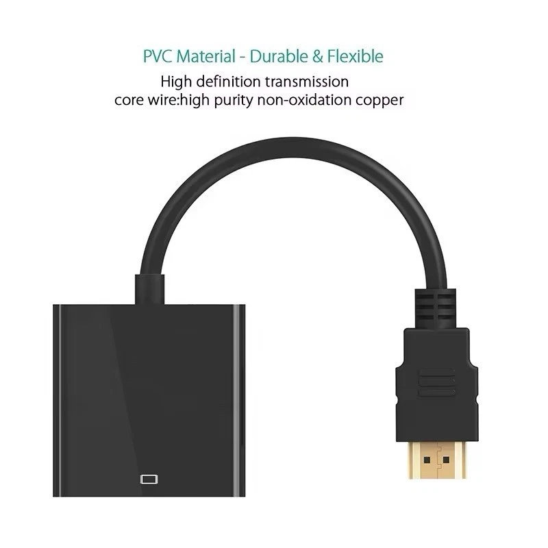 HDMI zu VGA Adapter Full HD 1080p Konverter Stecker für PC Laptop Beamer Monitor - Bild 2 von 4