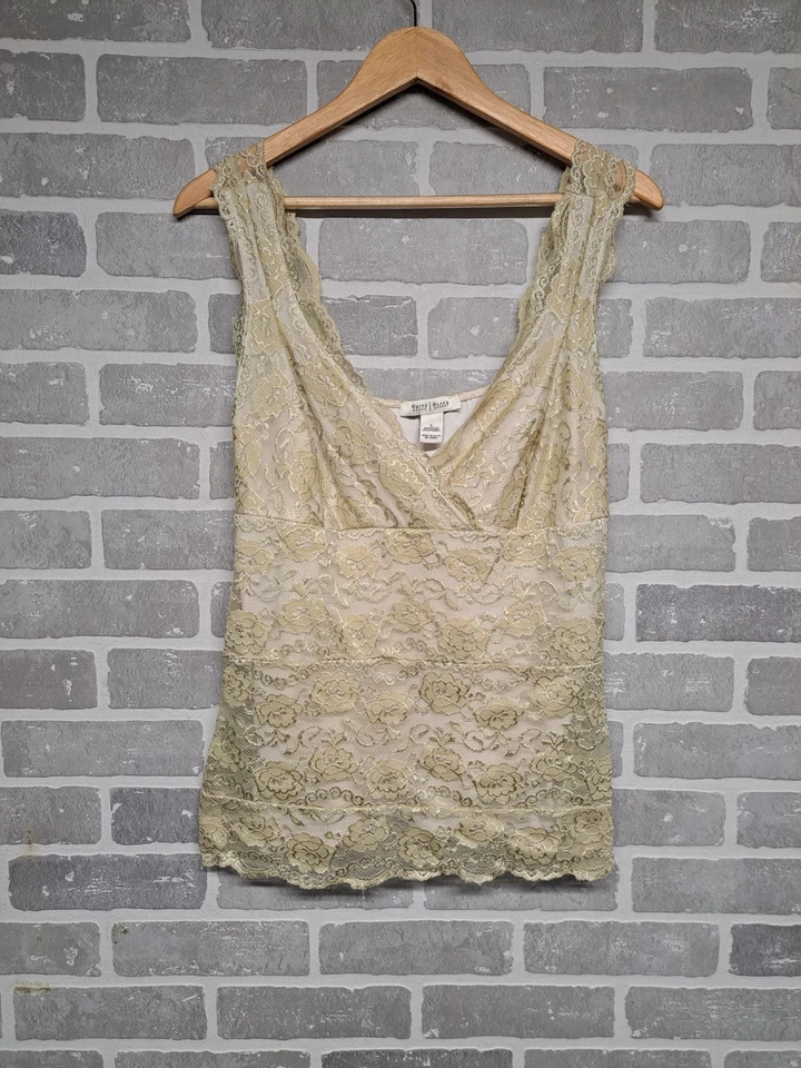 White House Black Market Y2K Floral Lace Babydoll Tank Top Womens Size Large - Image 2 of 4