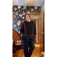 Vintage The Fox Collection Velour Tracksuit Set Navy Red Green Stripe Large