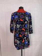 Old Navy Women’s Dress Black Paisley Floral Blue Red Bold Zipper Size XS D866